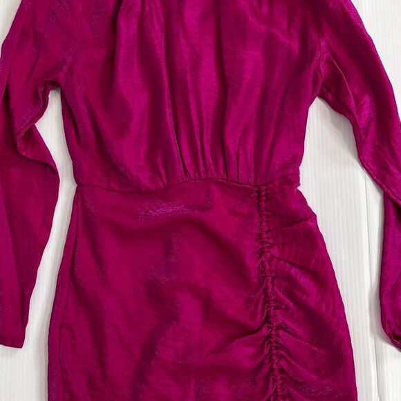 Finders Keepers Yasmine Fuchsia Ruched Dress XS/ 2 Valentine Date Cocktail Party - Picture 13 of 16